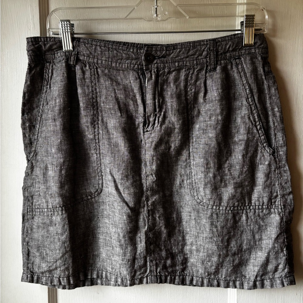 Horny Toad Charcoal 100% Linen Blend Pocket Skirt